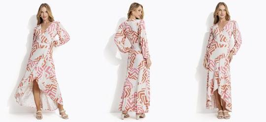 Vestido Geomtrico Bicolor em Malha de Viscose