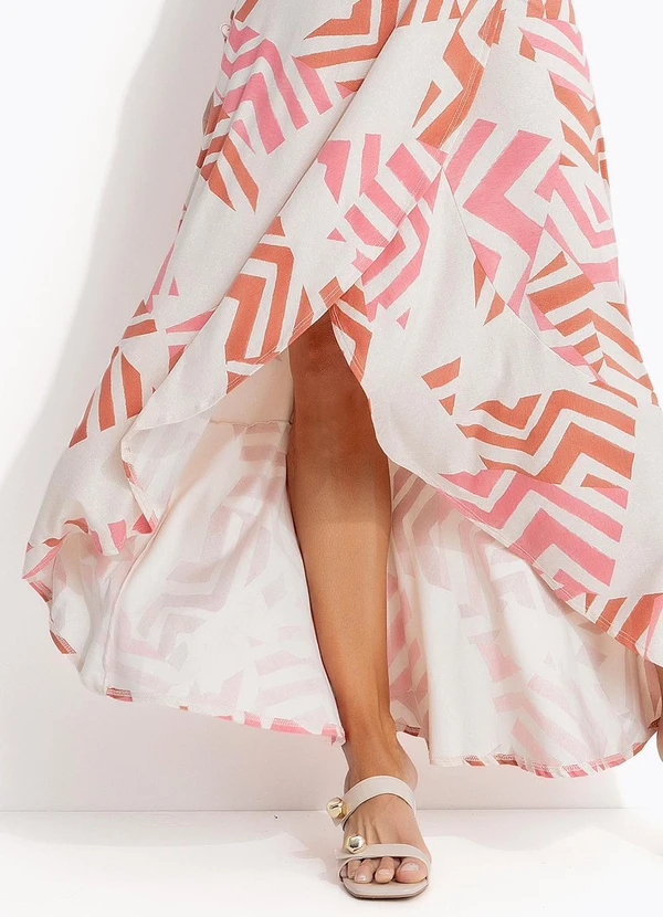 Quintess - Vestido Geométrico Bicolor em Malha de Viscose