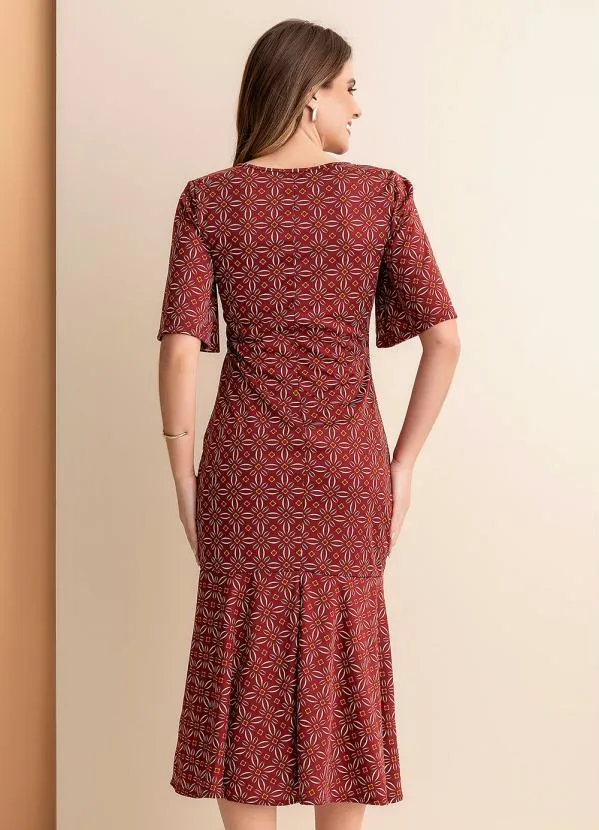 Rosalie - Vestido Geométrico Bordô em Malha 2