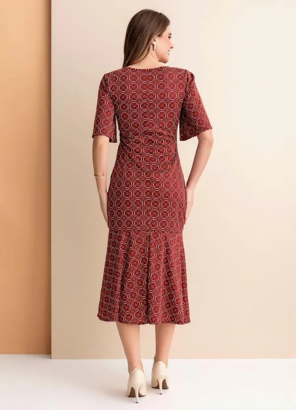 Rosalie - Vestido Geométrico Bordô em Malha 4