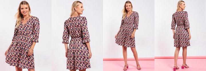 Vestido Geom�trico em Jersey Acetinado