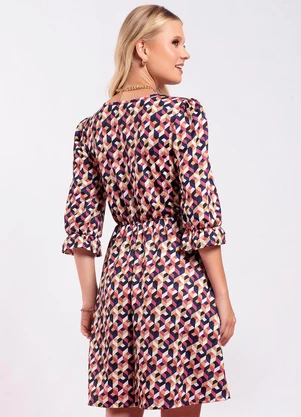Moda Pop - Vestido Geométrico em Jersey Acetinado - MODA POP