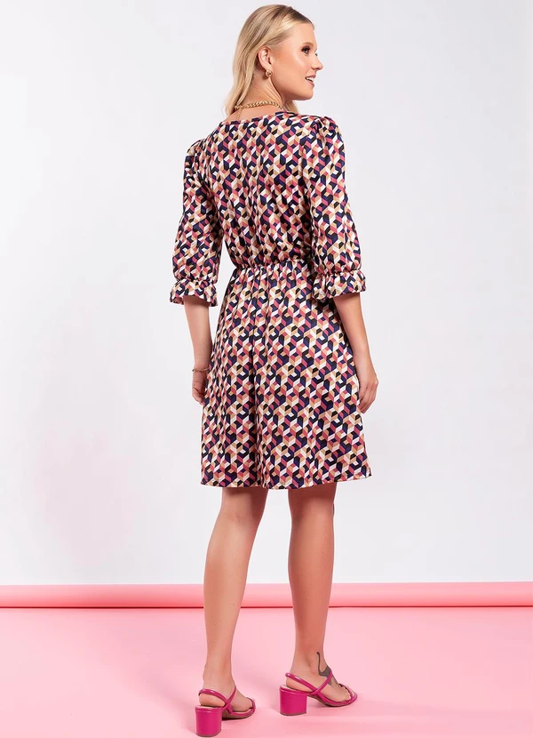 Moda Pop - Vestido Geométrico em Jersey Acetinado 4