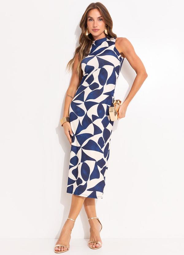 Quintess - Vestido Geométrico em Malha Canelada 3