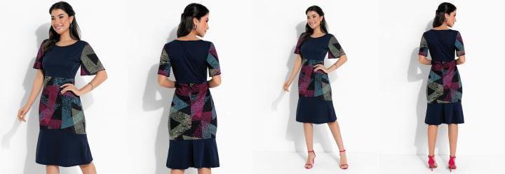 Vestido Geomtrico Marinho