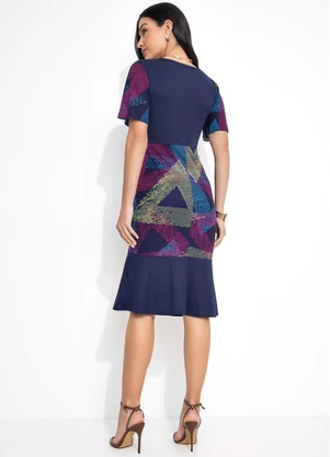 Rosalie - Vestido Geométrico Marinho - ROSALIE