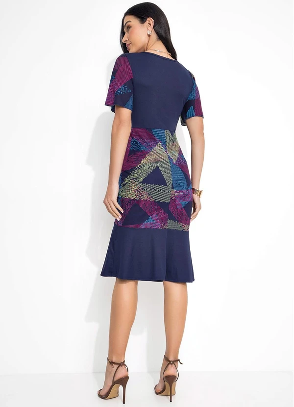Rosalie - Vestido Geométrico Marinho 2