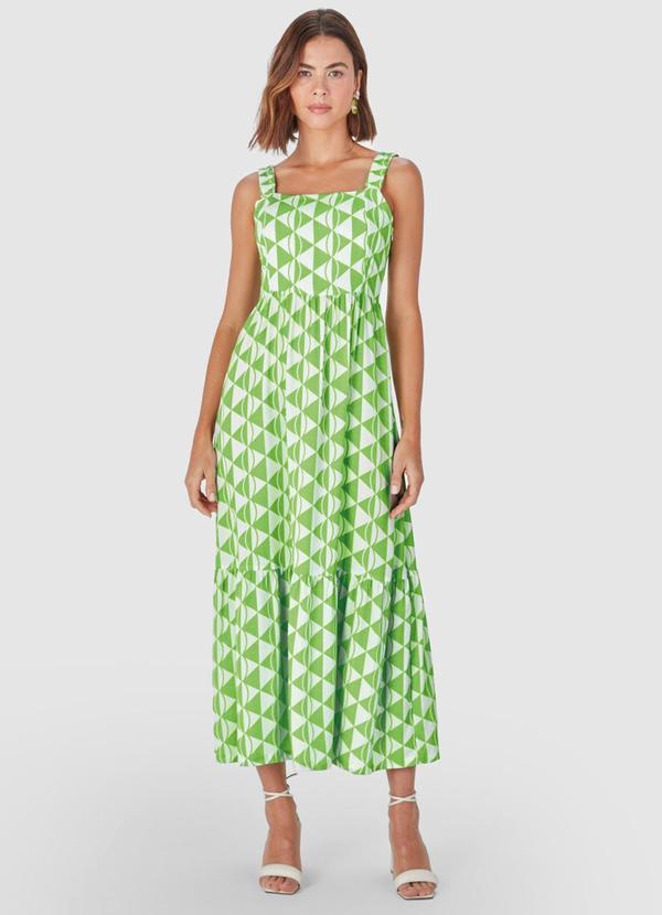 Malwee - Vestido Geométrico Midi Verde