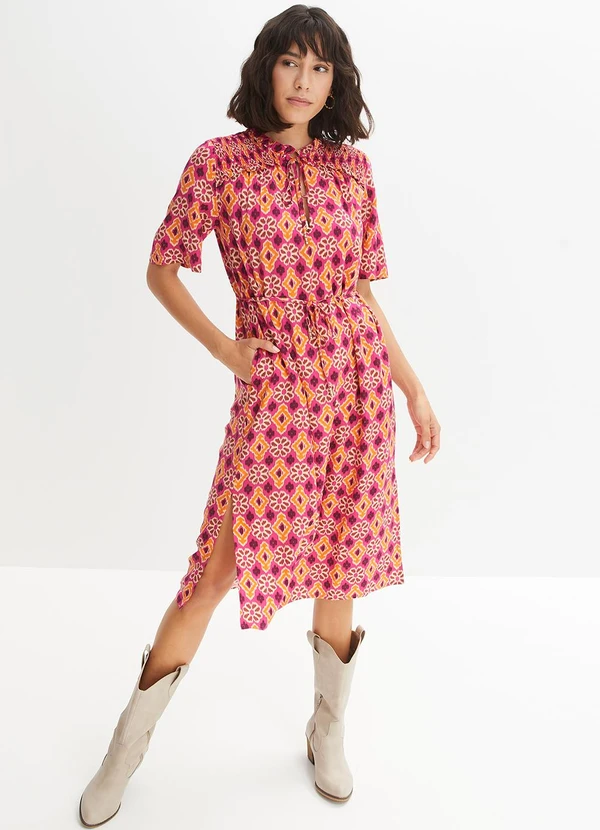 bonprix - Vestido Geométrico Rosa em Malha Fria 3