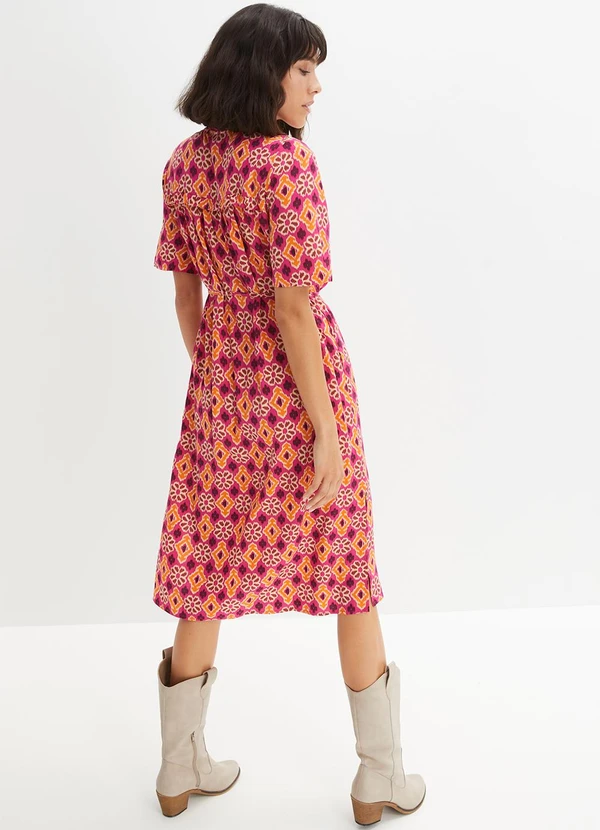 bonprix - Vestido Geométrico Rosa em Malha Fria 4