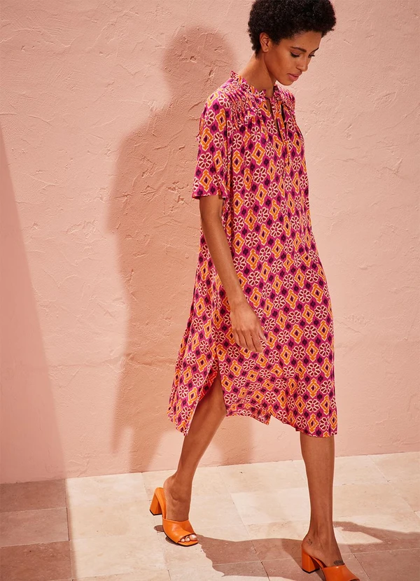 bonprix - Vestido Geométrico Rosa em Malha Fria 7