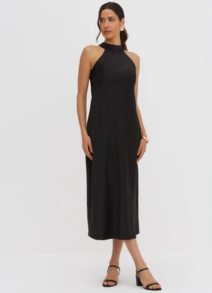 Principessa - Vestido Gola Alta com Amarração Preto Indira - PRINCIPESSA