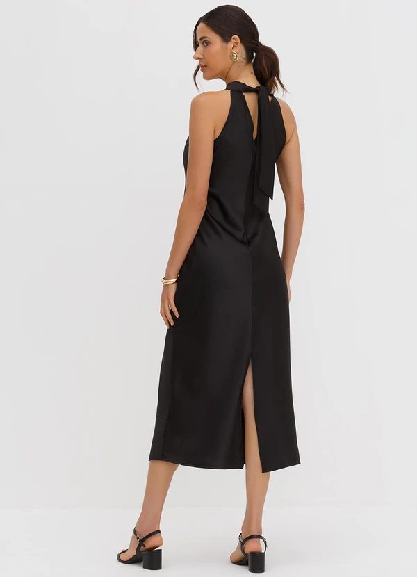 Principessa - Vestido Gola Alta com Amarração Preto Indira 2