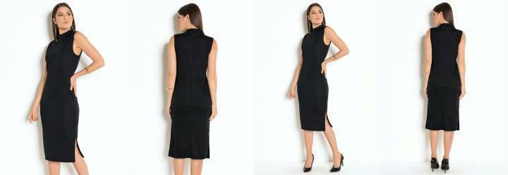 Vestido Gola Alta Preto