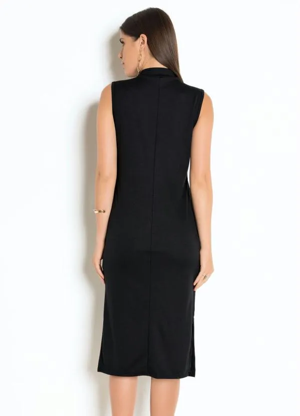 Moda Pop - Vestido Gola Alta Preto 2