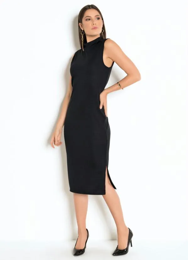 Moda Pop - Vestido Gola Alta Preto 3