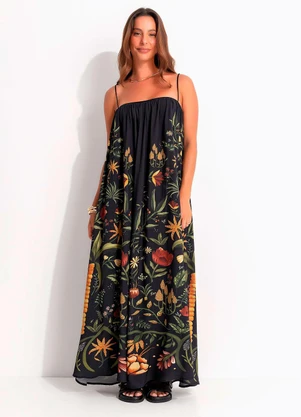 Farm - Vestido Inverno Tropical Preto - FARM