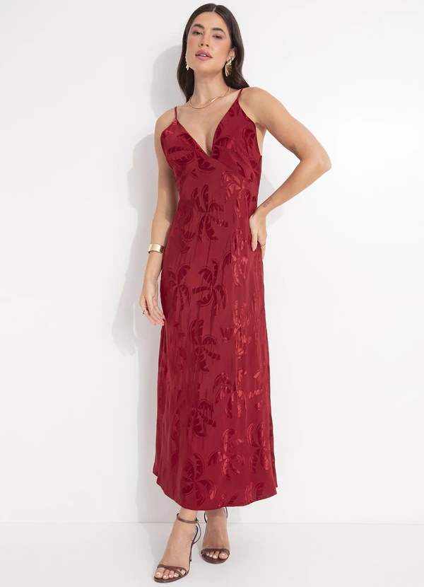 Farm - Vestido Jacquard Coqueirada Vermelho 3