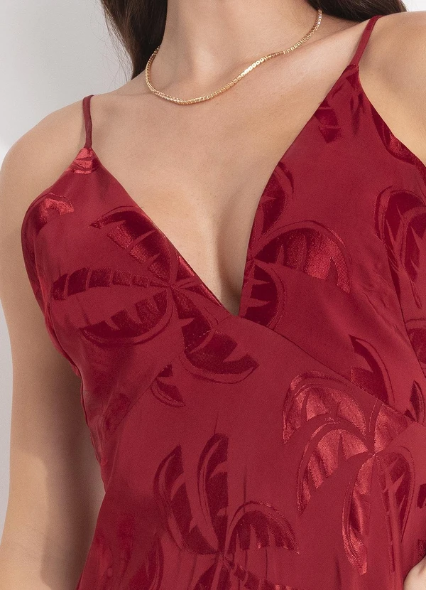 Farm - Vestido Jacquard Coqueirada Vermelho 4