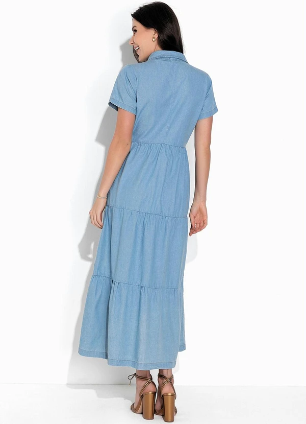 Marcela Vestido Tubinho Preto Moda EvangÃ©lica Vestido Jeans Azul