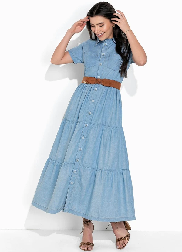 Rosalie - Vestido Jeans Azul com Gola 3