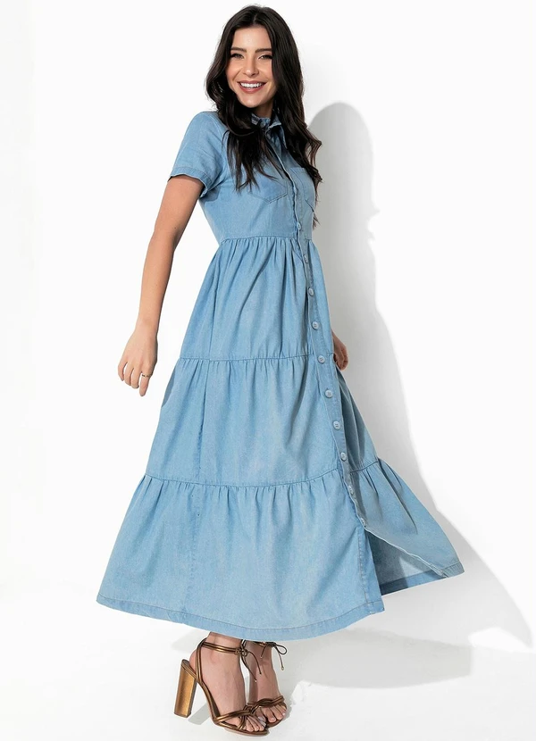 Rosalie - Vestido Jeans Azul com Gola 4