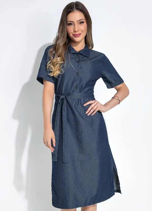 Rosalie - Vestido Jeans Azul Escuro em Jeans