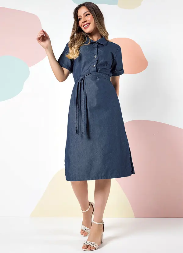 Rosalie - Vestido Jeans Azul Escuro em Jeans 3