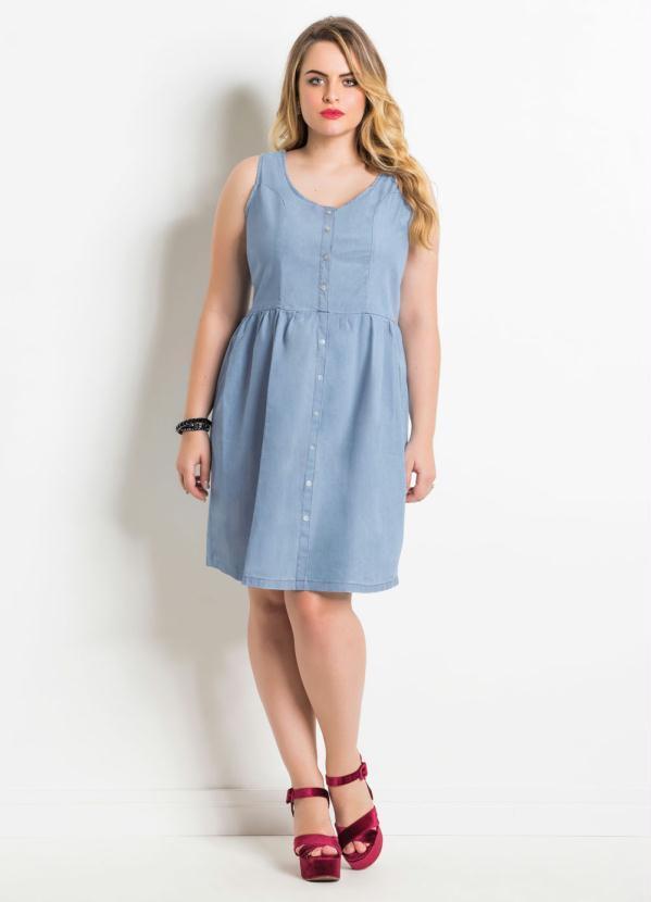 Quintess - Vestido Jeans Azul sem Mangas 3