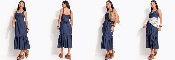 Vestido Jeans Escuro em Jeans