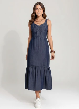 Quintess - Vestido Jeans Escuro em Jeans - QUINTESS