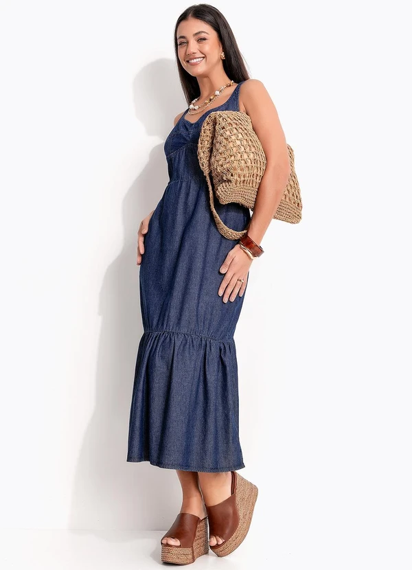 Quintess - Vestido Jeans Escuro em Jeans 5