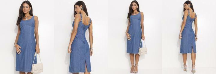 Vestido Jeans Mdio em Jeans Leve