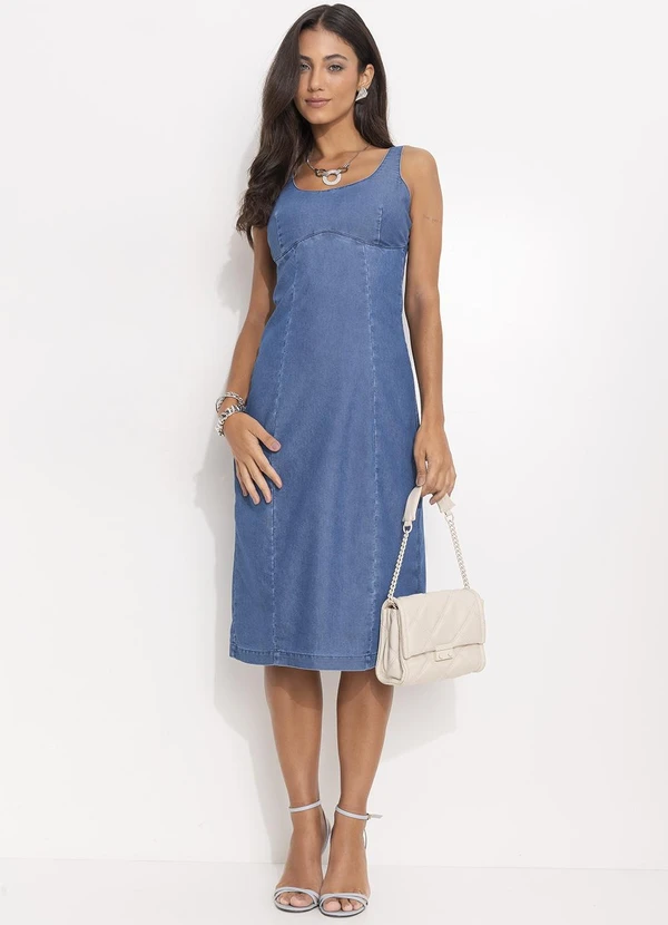 Quintess - Vestido Jeans Médio em Jeans Leve 3