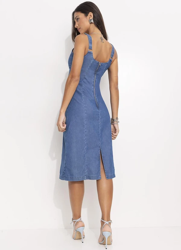 Quintess - Vestido Jeans Médio em Jeans Leve 4
