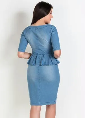 Rosalie - Vestido Jeans Peplum - ROSALIE