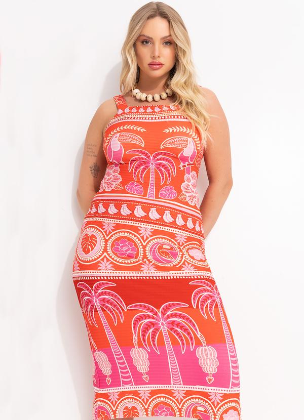 Farm - Vestido Justo de Malha Nascer de Verão Vermelho 10