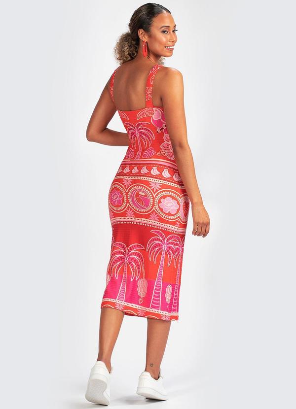 Farm - Vestido Justo de Malha Nascer de Verão Vermelho 2