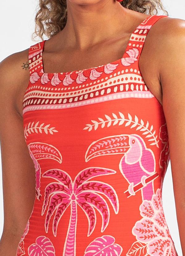 Farm - Vestido Justo de Malha Nascer de Verão Vermelho 4