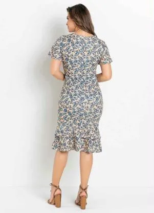 Rosalie - Vestido Justo Folhagem Amarela - ROSALIE