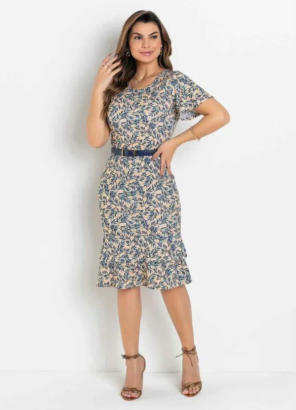 Rosalie - Vestido Justo Folhagem Amarela 3