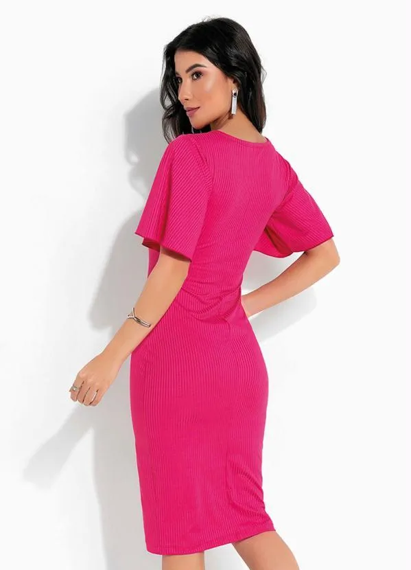 Rosalie - Vestido Justo Pink Manga Ampla 2