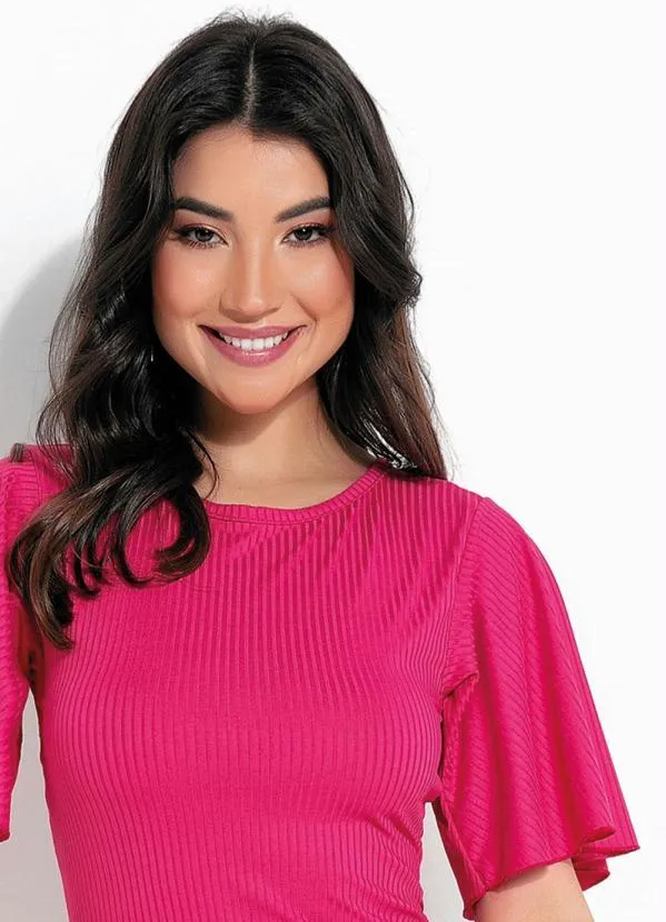 Rosalie - Vestido Justo Pink Manga Ampla 3