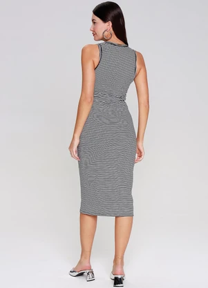 Outlet - Vestido Justo Stripped Preto - OUTLET
