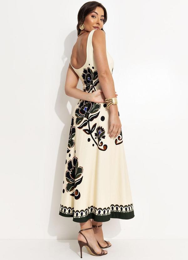 Farm - Vestido Languido Floral Arabasque Bege 2