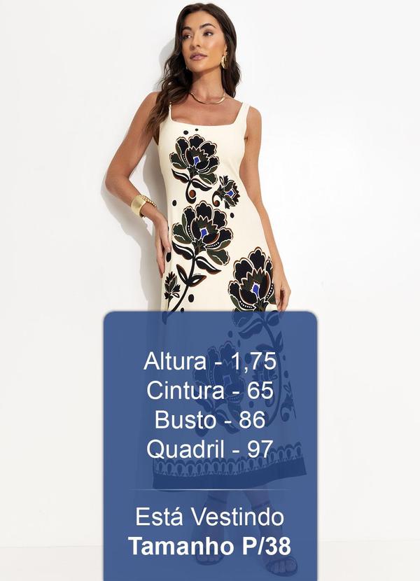Farm - Vestido Languido Floral Arabasque Bege 6