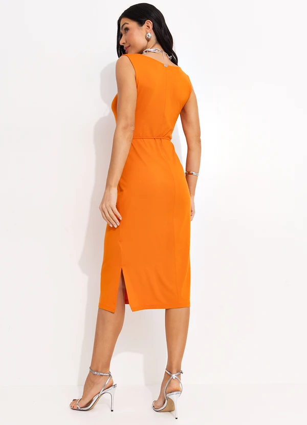 Quintess - Vestido Laranja com Amarração na Cintura 2