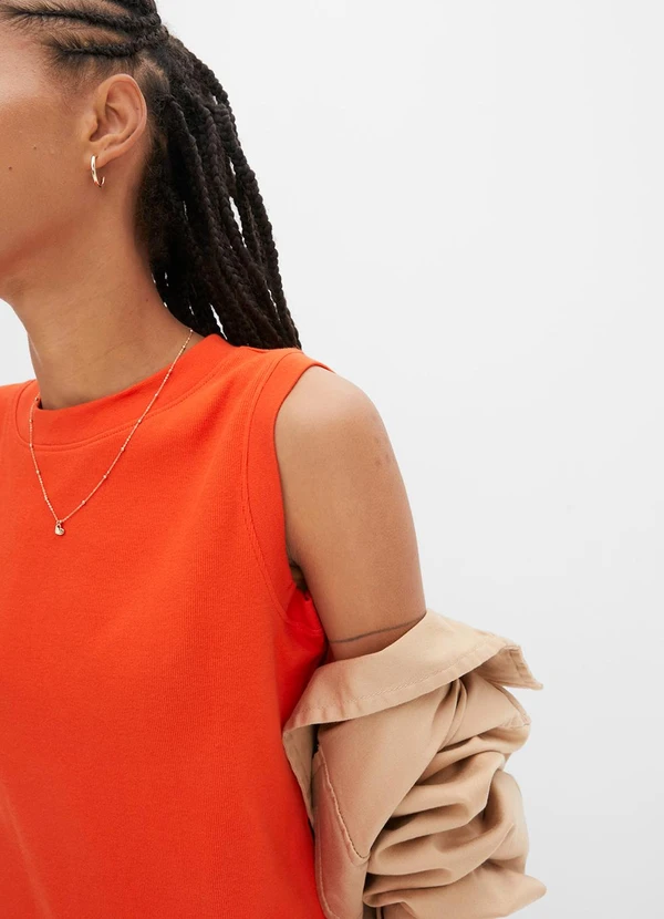 bonprix - Vestido Laranja em Malha de Algodão Penteado 5