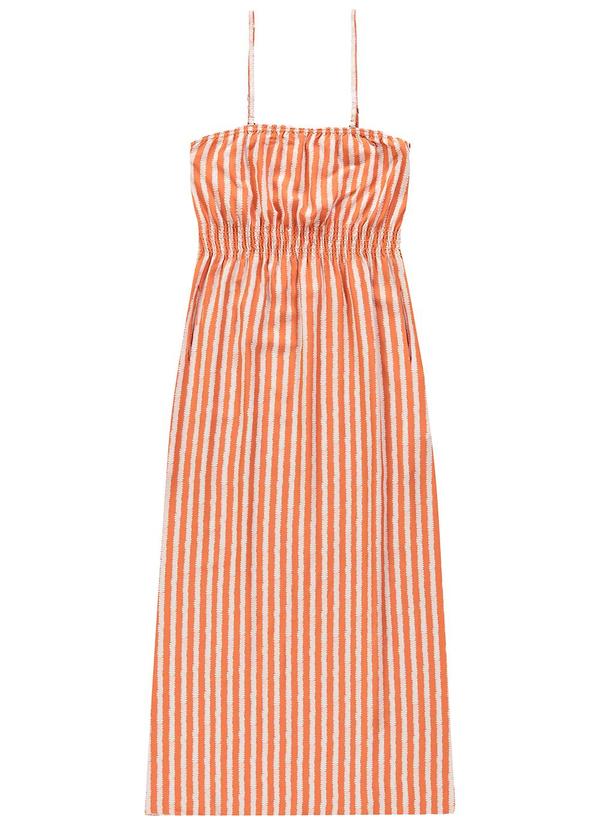 Enfim - Vestido Laranja Midi Listrada
