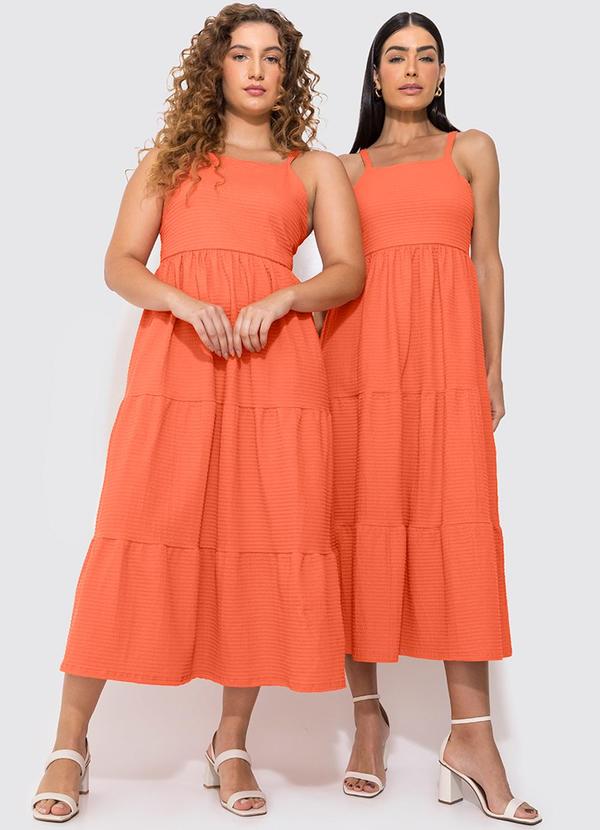 Enfim - Vestido Laranja Midi Marias